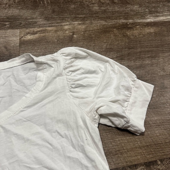 7 For All Mankind White Short Puff Sleeve Shirt Size Medium - Picture 3 of 8